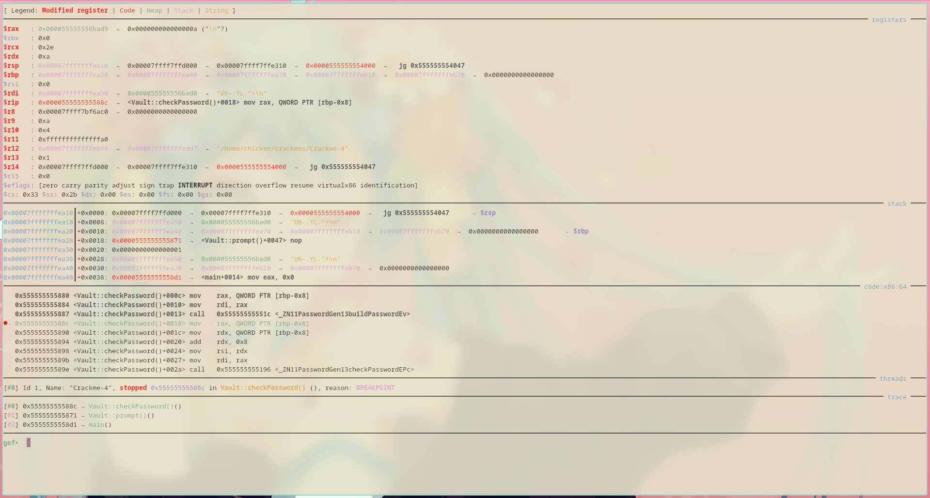 GDB+GEF Breakpoint